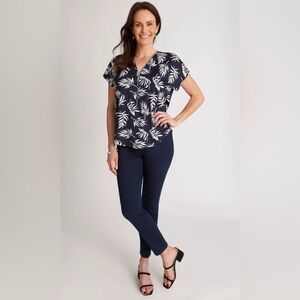 Womens Summer Tops - Blue Blouse / Shirt - Elastane - Floral - Casual Free Plane